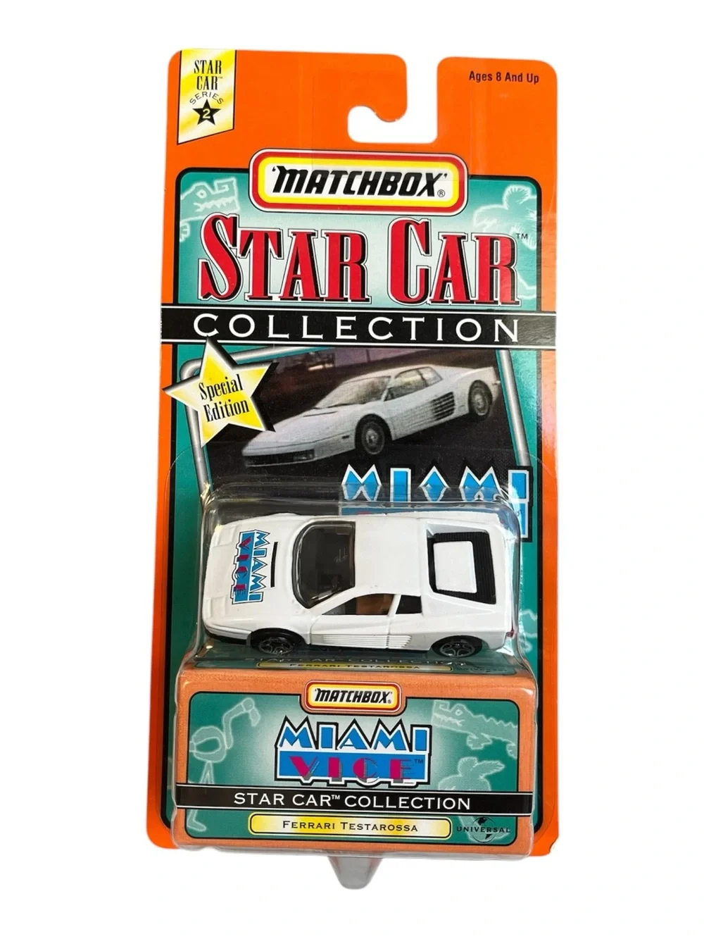 Vintage Matchbox Miami Vice Ferrari Testarossa Star Car (Series 2 1997 NOC)